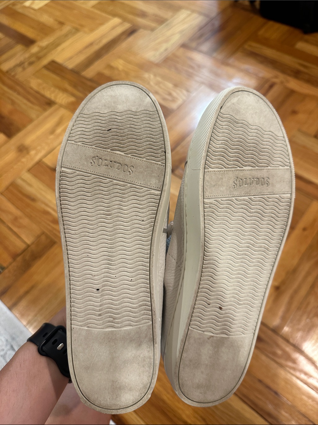 Cream Soludos Leather Lace-Up Sneakers Size 9 — image 3 of 4